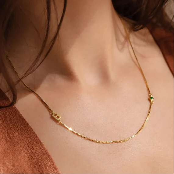 Radiant | Initial Birthstone Necklace