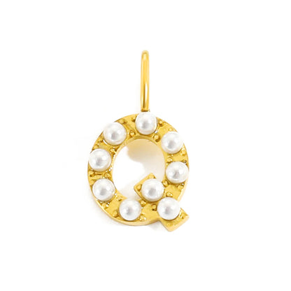 Pearl Studded| Letter Charm Pendant