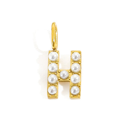 Pearl Studded| Letter Charm Pendant