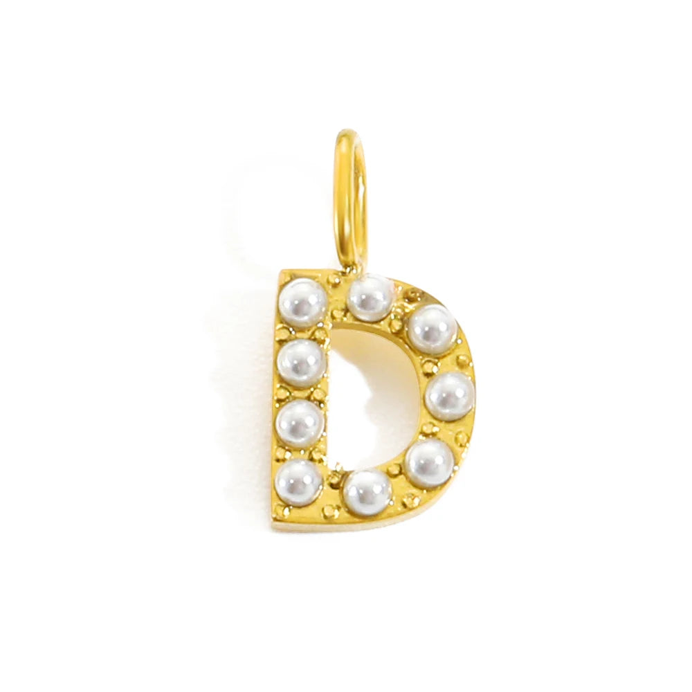 Pearl Studded| Letter Charm Pendant