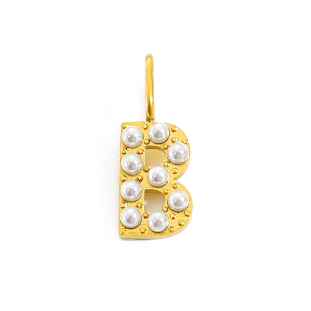 Pearl Studded| Letter Charm Pendant