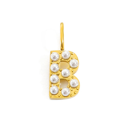 Pearl Studded| Letter Charm Pendant