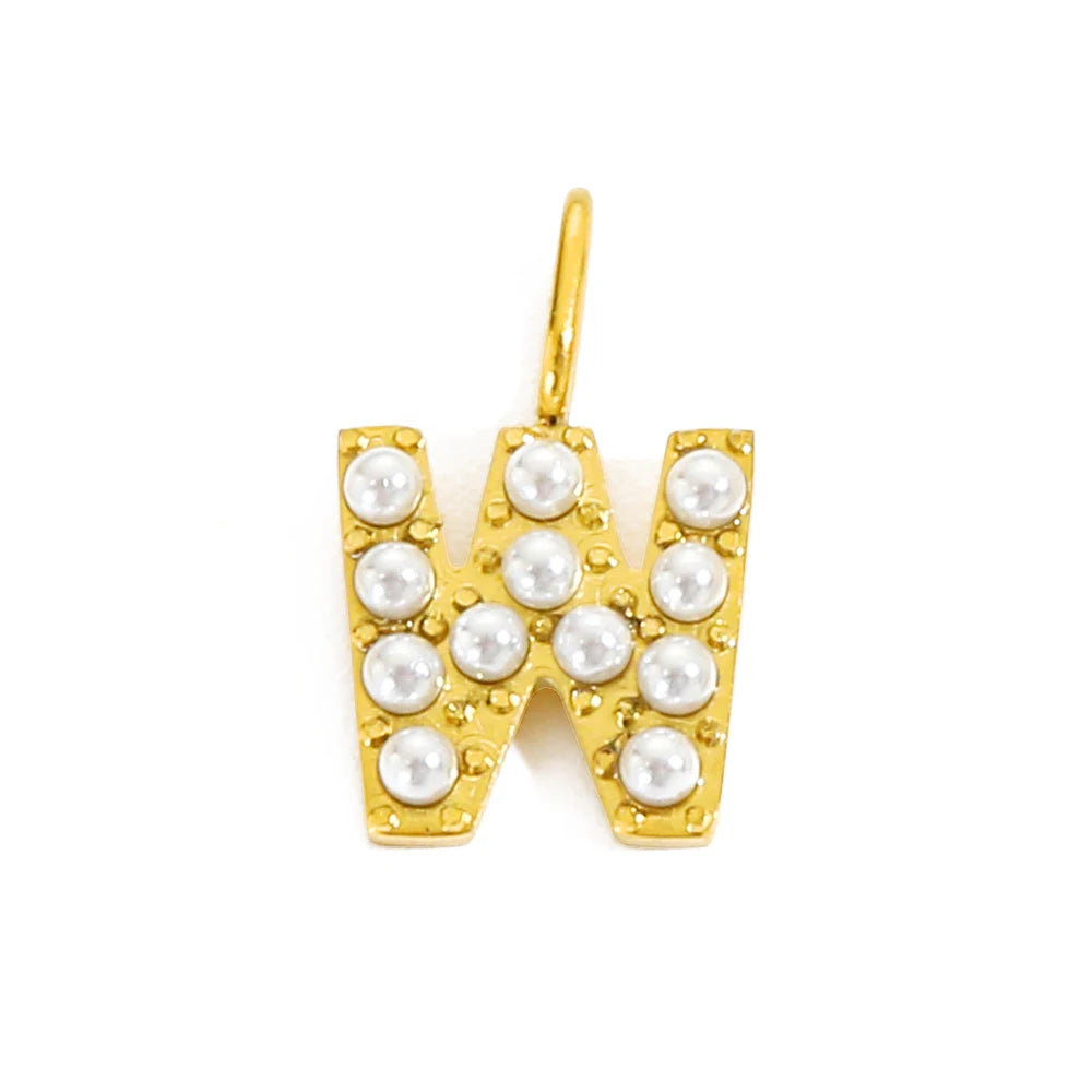 Pearl Studded| Letter Charm Pendant