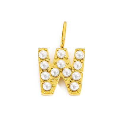 Pearl Studded| Letter Charm Pendant