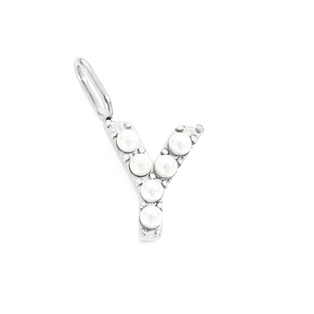 Pearl Studded| Letter Charm Pendant