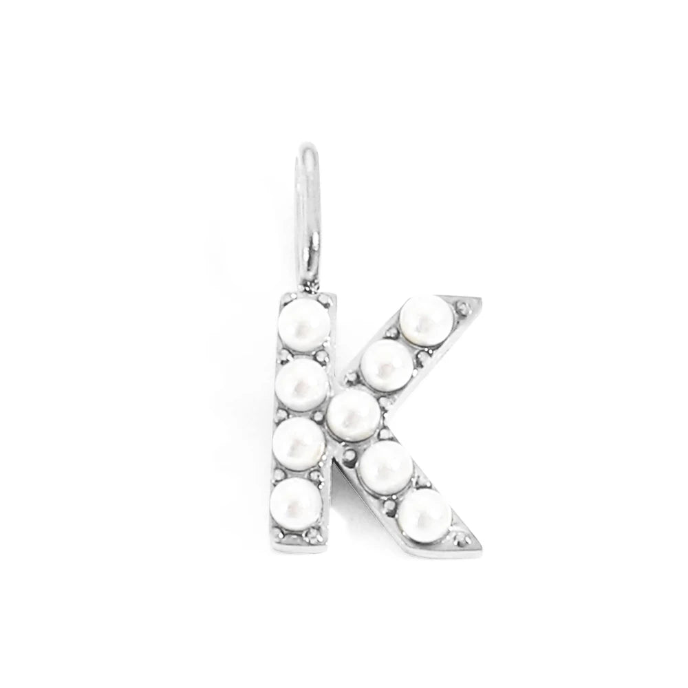 Pearl Studded| Letter Charm Pendant
