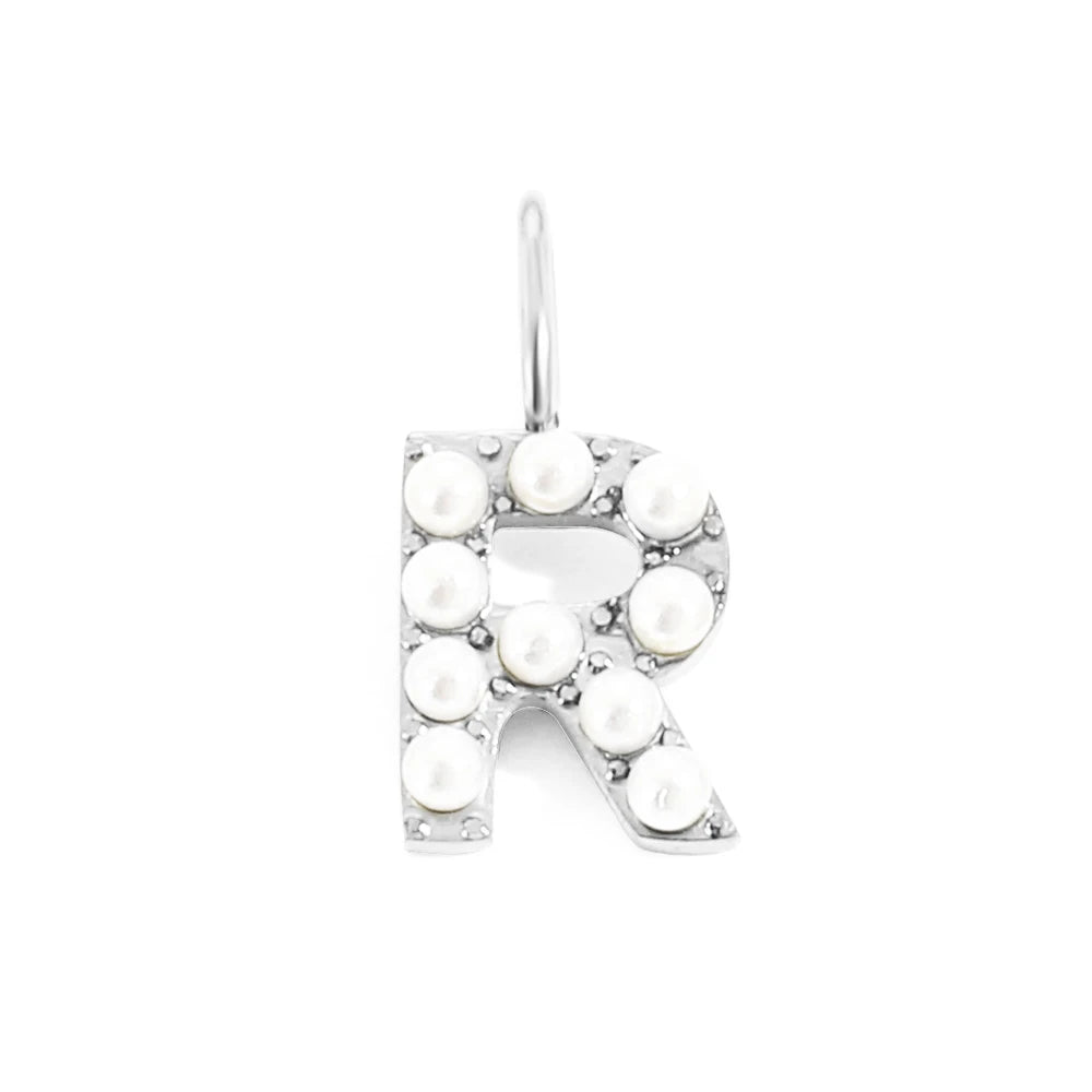 Pearl Studded| Letter Charm Pendant