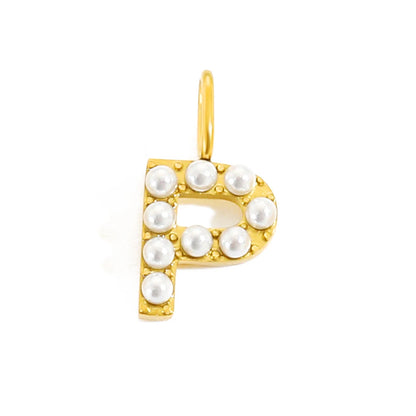 Pearl Studded| Letter Charm Pendant