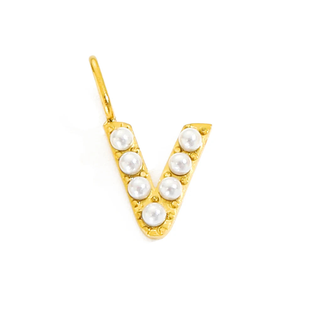 Pearl Studded| Letter Charm Pendant
