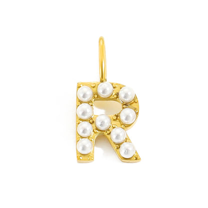 Pearl Studded| Letter Charm Pendant