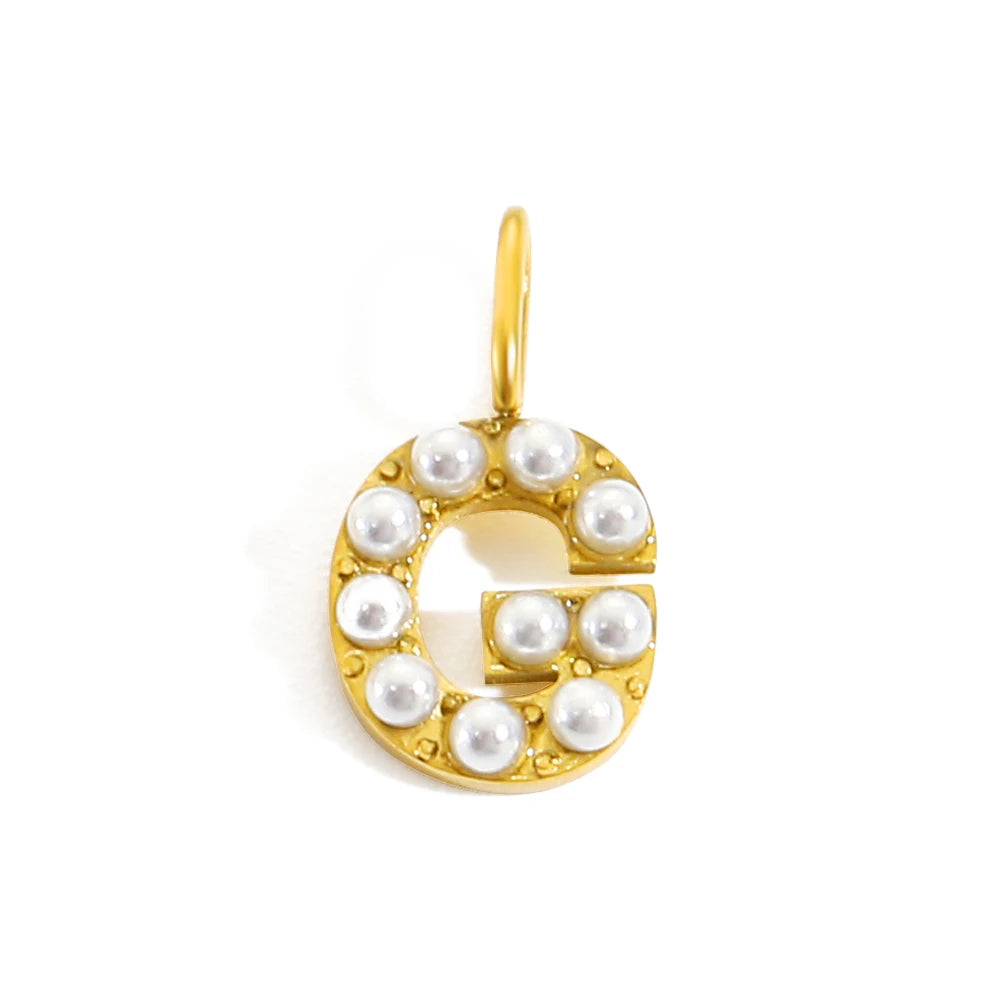 Pearl Studded| Letter Charm Pendant