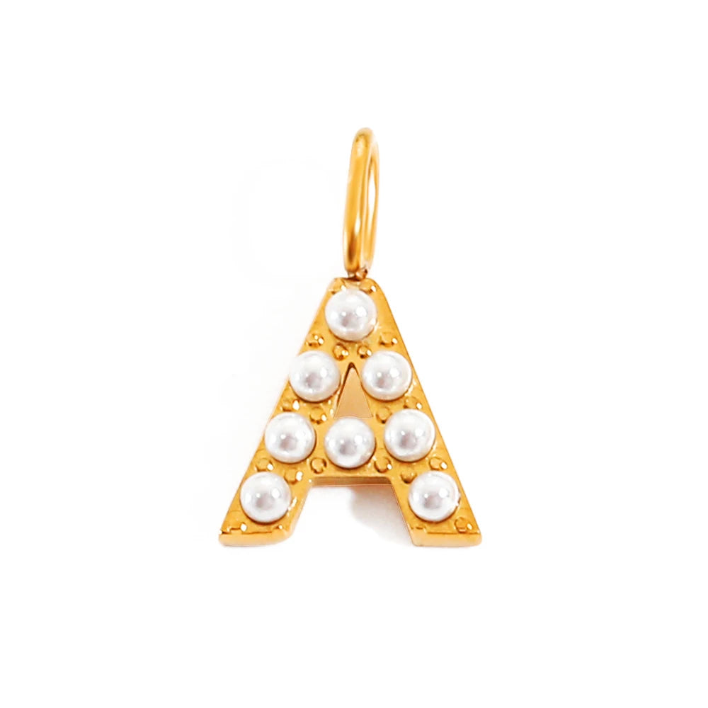 Pearl Studded| Letter Charm Pendant