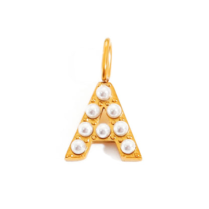 Pearl Studded| Letter Charm Pendant