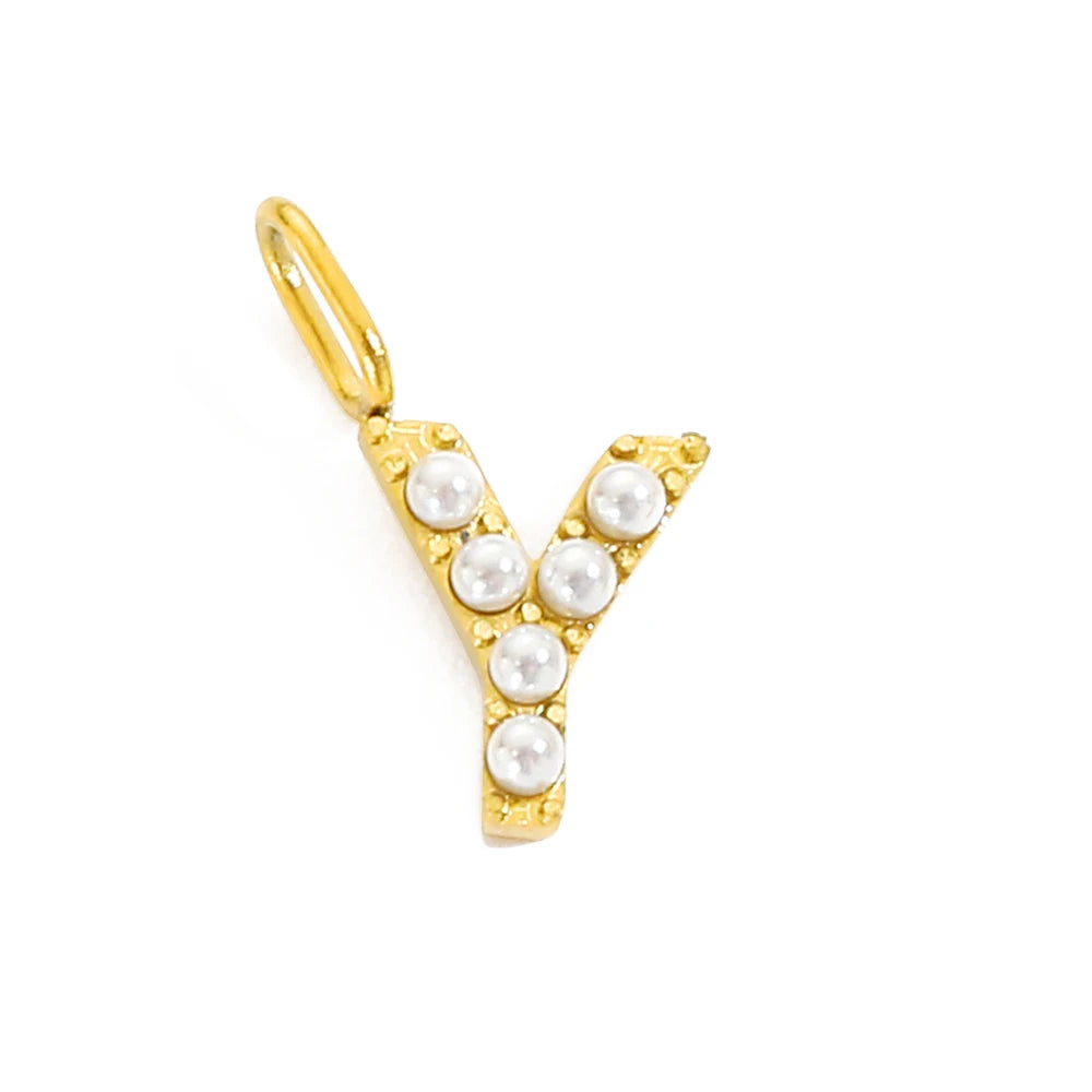 Pearl Studded| Letter Charm Pendant