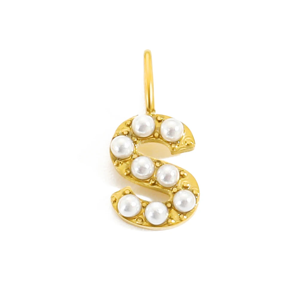 Pearl Studded| Letter Charm Pendant
