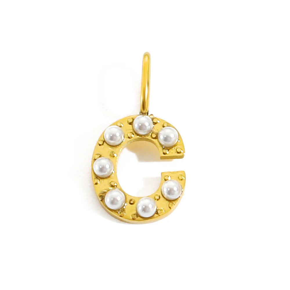 Pearl Studded| Letter Charm Pendant