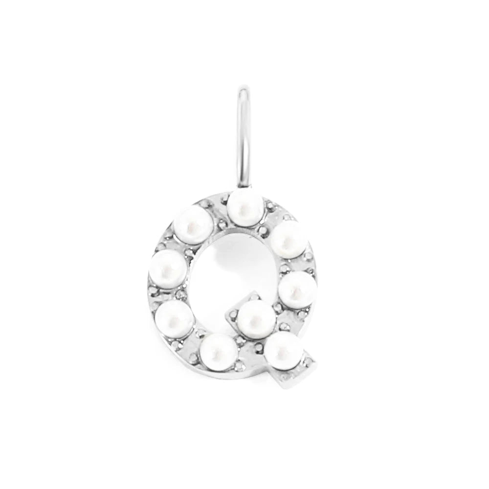 Pearl Studded| Letter Charm Pendant