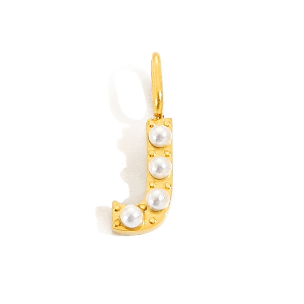 Pearl Studded| Letter Charm Pendant