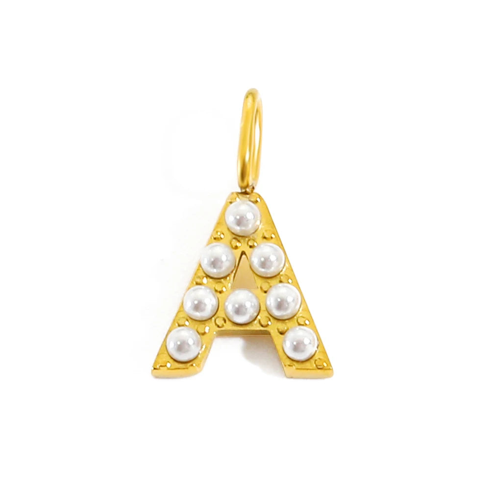 Pearl Studded| Letter Charm Pendant
