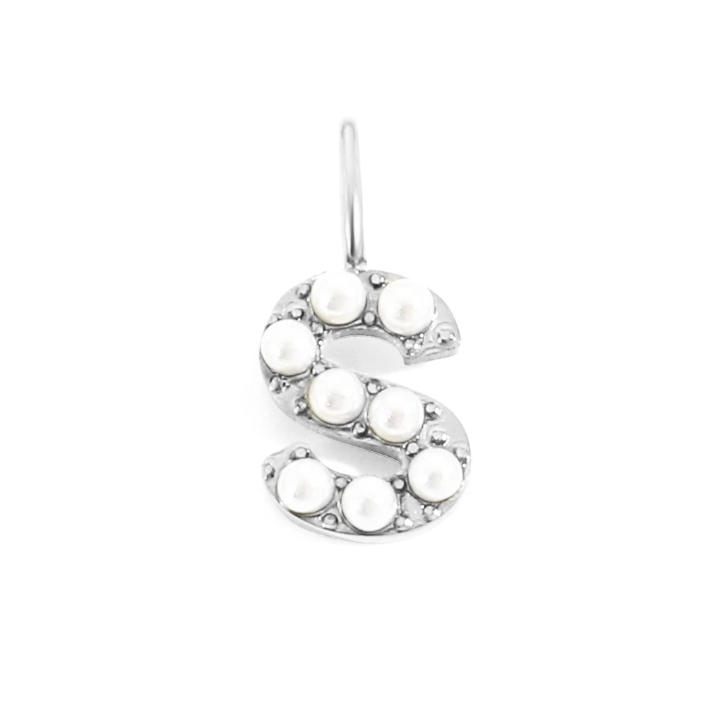 Pearl Studded| Letter Charm Pendant