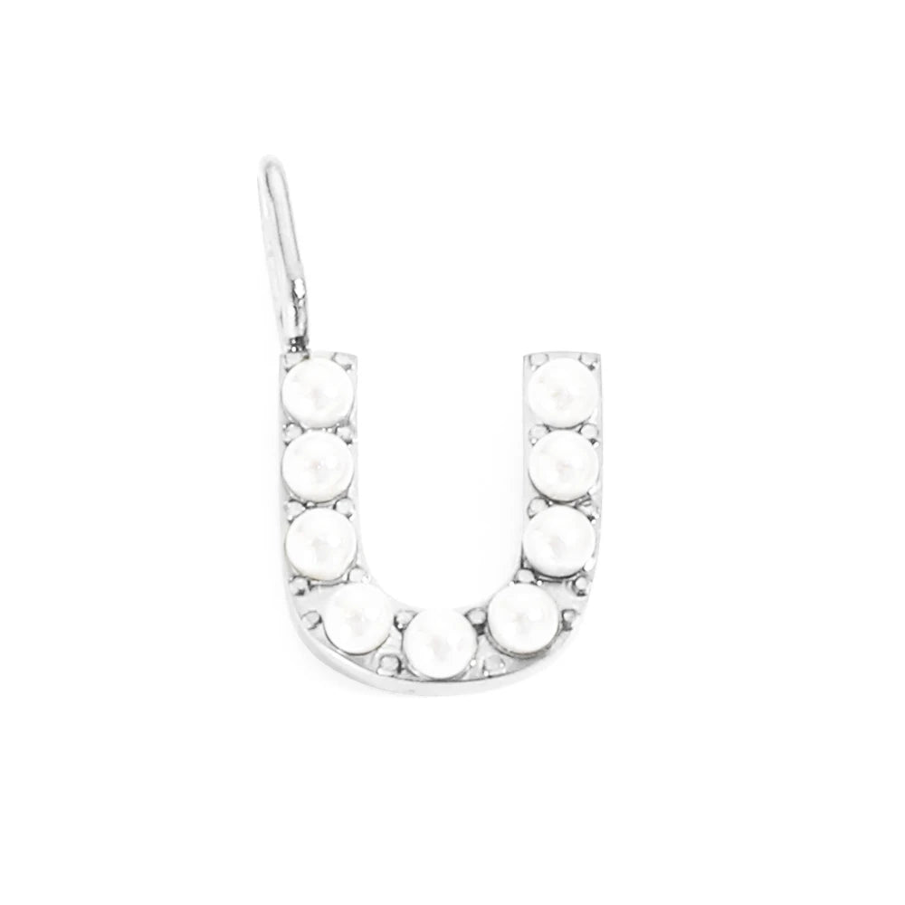 Pearl Studded| Letter Charm Pendant