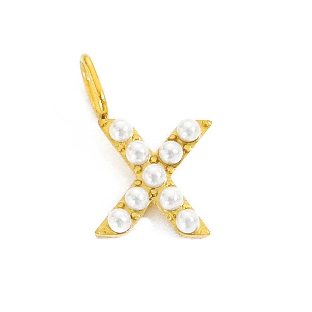 Pearl Studded| Letter Charm Pendant