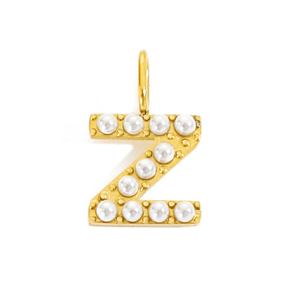 Pearl Studded| Letter Charm Pendant