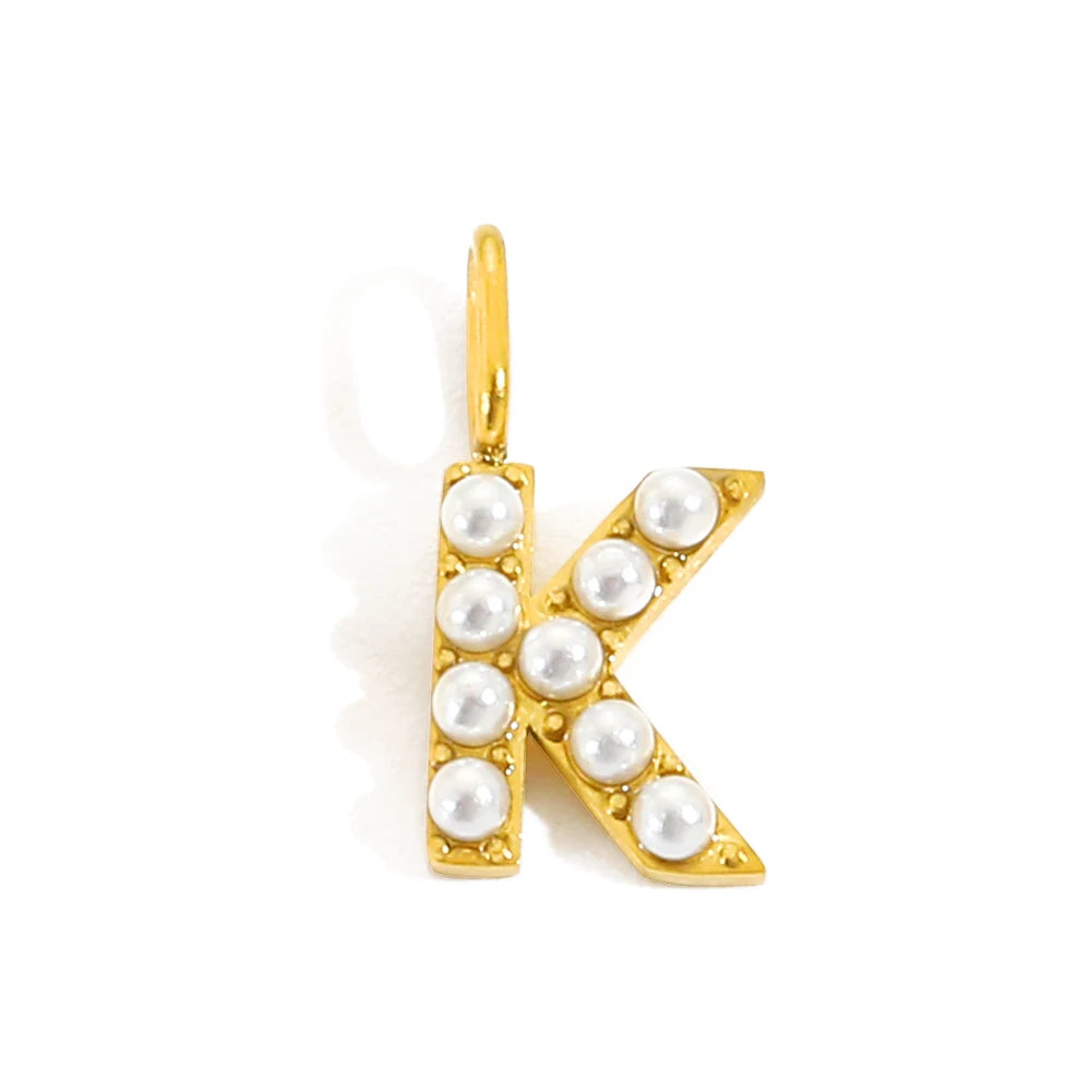 Pearl Studded| Letter Charm Pendant