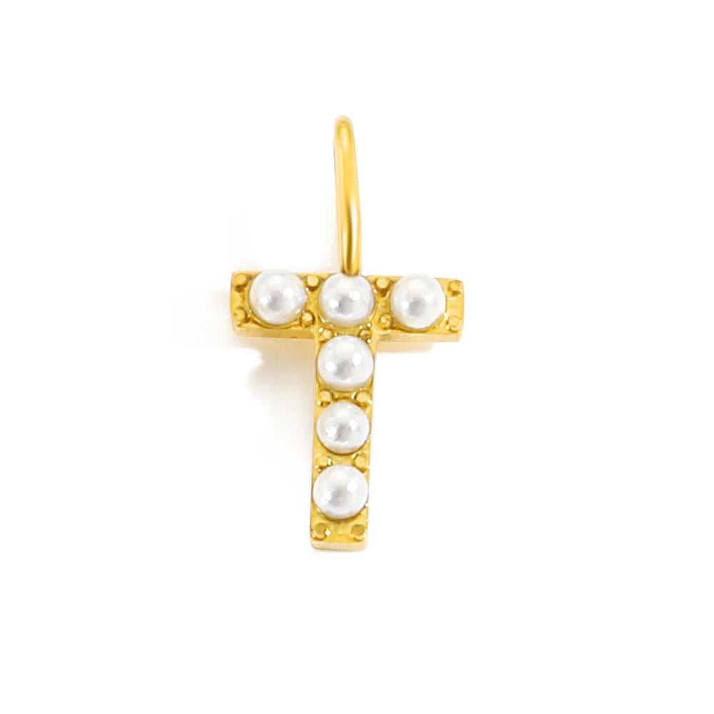 Pearl Studded| Letter Charm Pendant