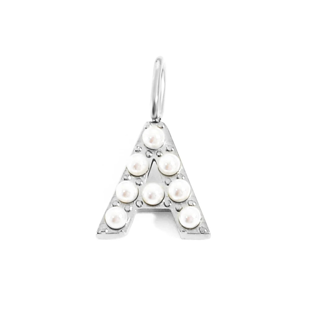 Pearl Studded| Letter Charm Pendant
