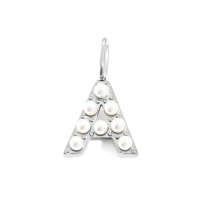 Pearl Studded| Letter Charm Pendant