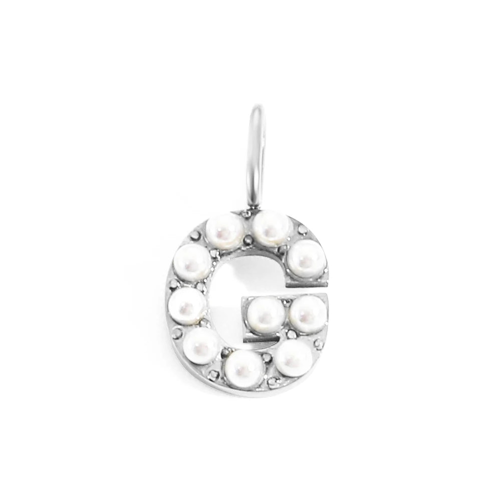 Pearl Studded| Letter Charm Pendant