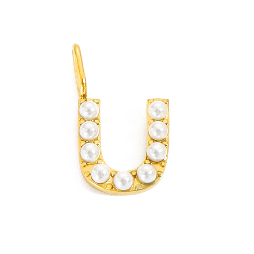 Pearl Studded| Letter Charm Pendant