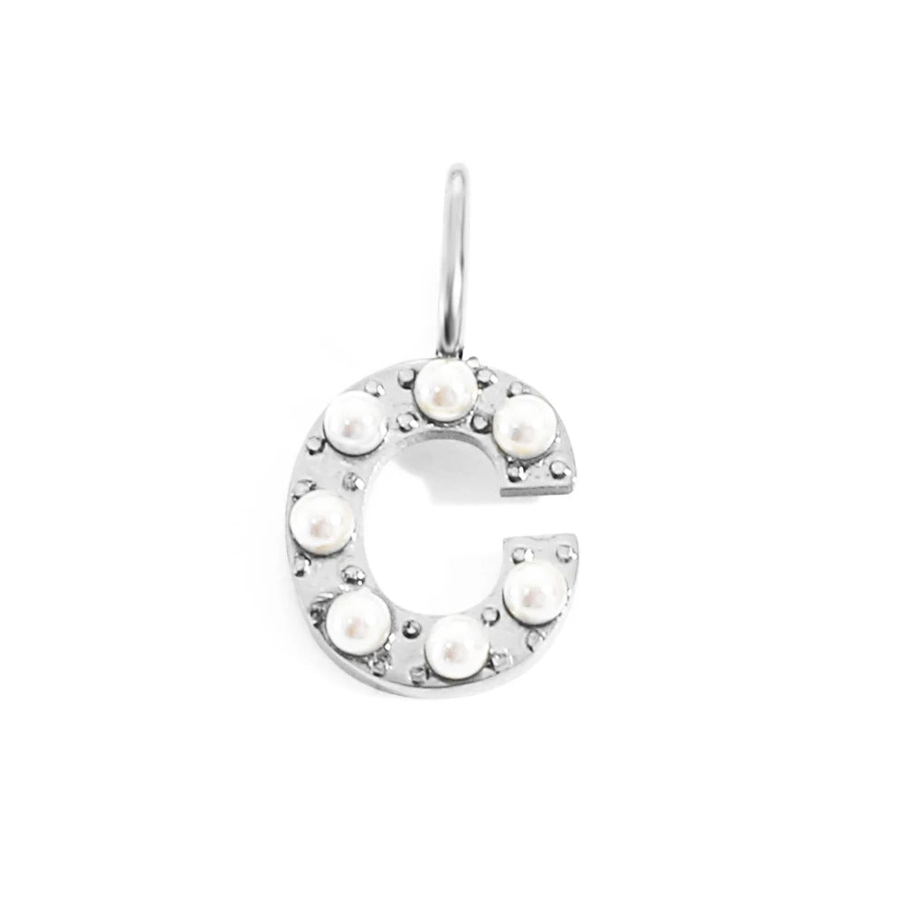 Pearl Studded| Letter Charm Pendant