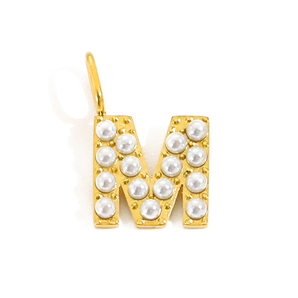 Pearl Studded| Letter Charm Pendant