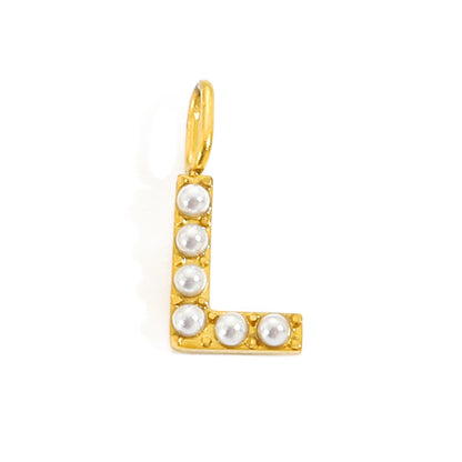 Pearl Studded| Letter Charm Pendant