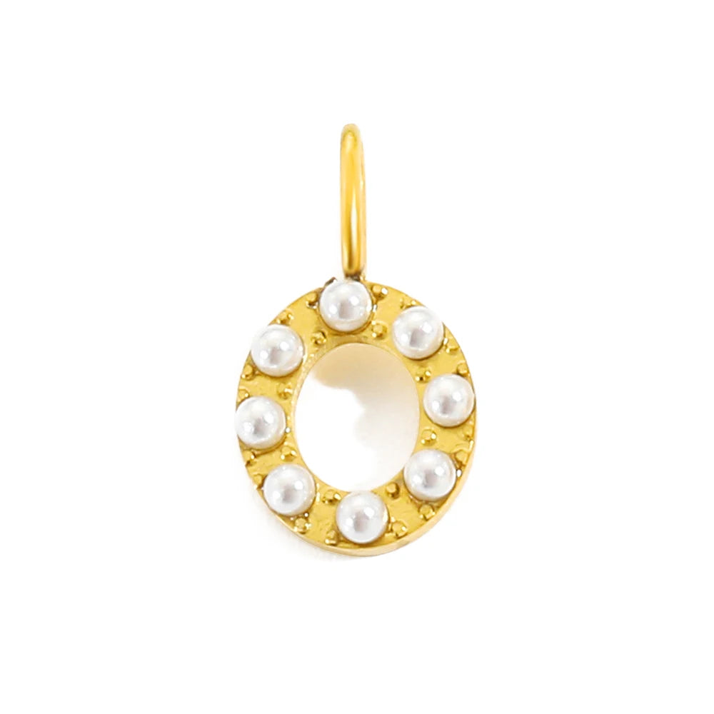 Pearl Studded| Letter Charm Pendant