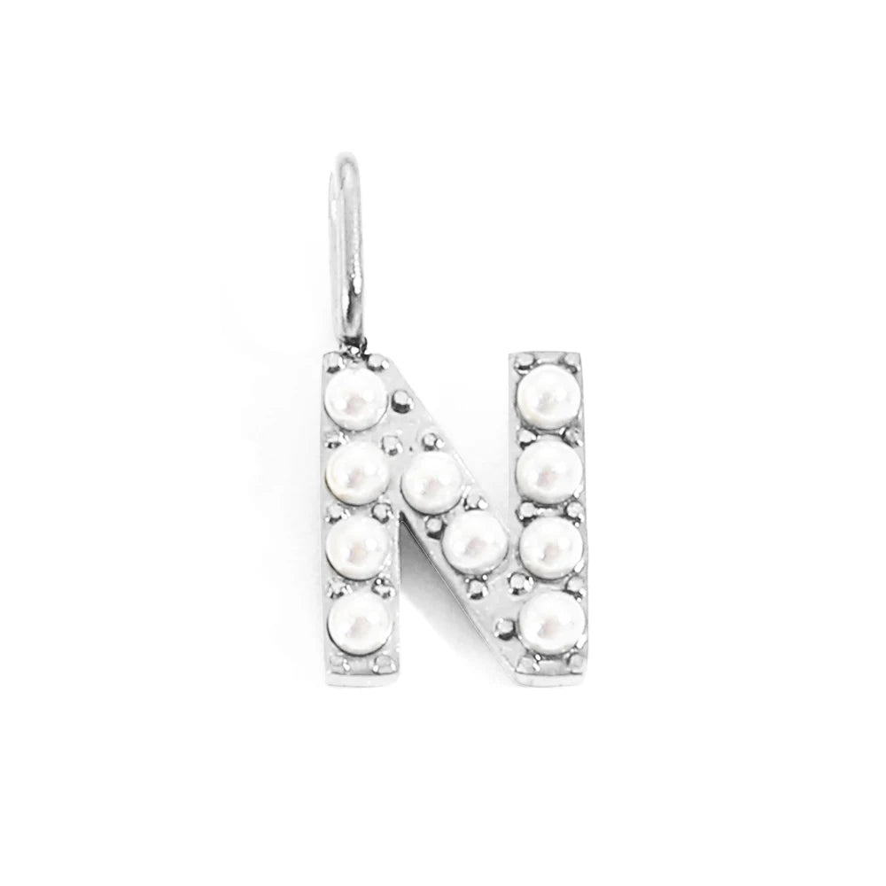 Pearl Studded| Letter Charm Pendant