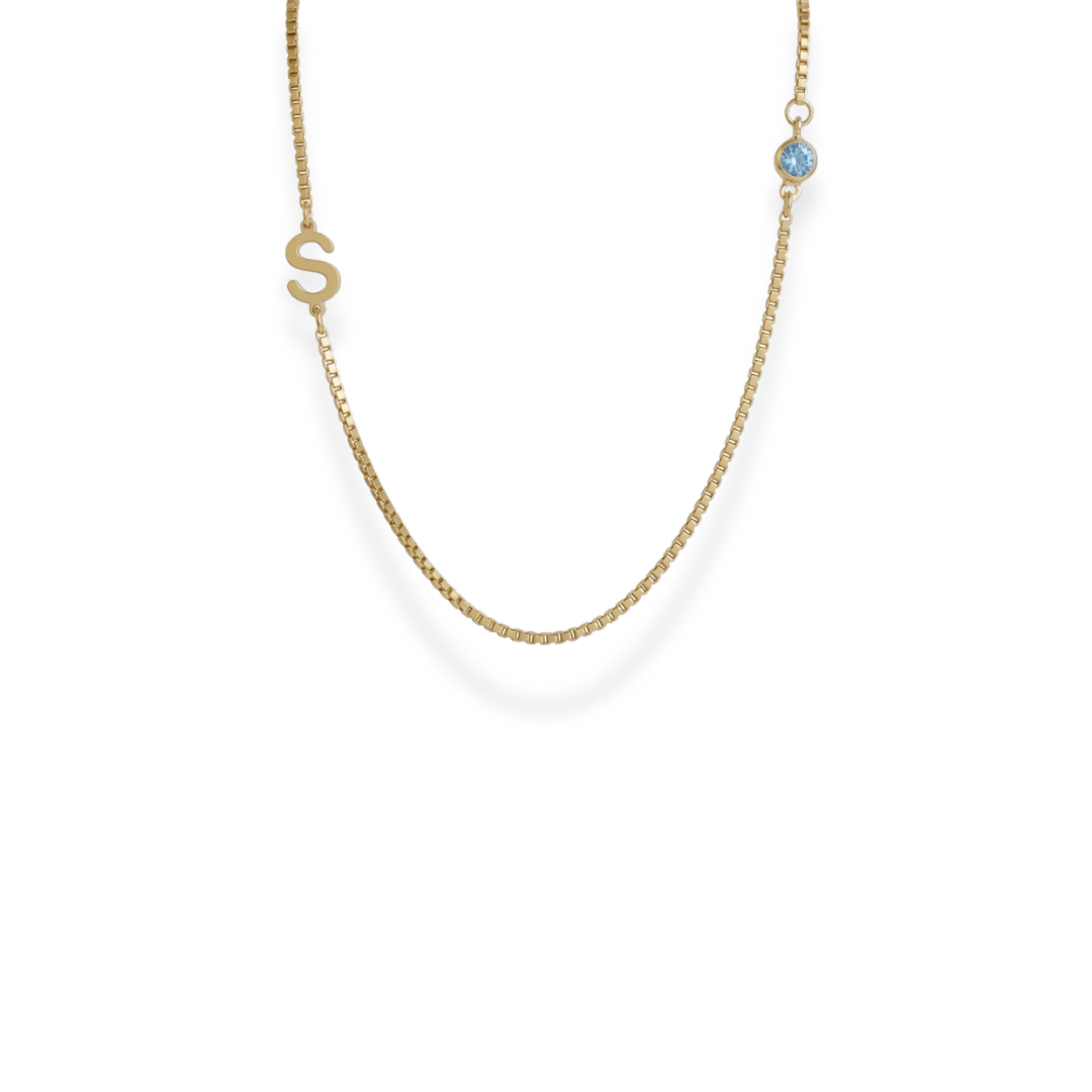 Radiant | Initial Birthstone Necklace
